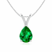 ANGARA 8x6mm Natural Emerald Solitaire Pendant Necklace in Silver for Women - £355.76 GBP+