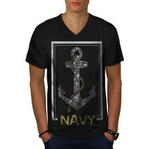 Navy Anchor Sea Vintage Shirt  Men V-Neck T-shirt - £10.01 GBP