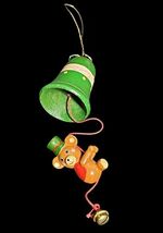 Vintage Allegro Christmas Ornament Bear Climbing Rope to Christmas Bell - $14.13
