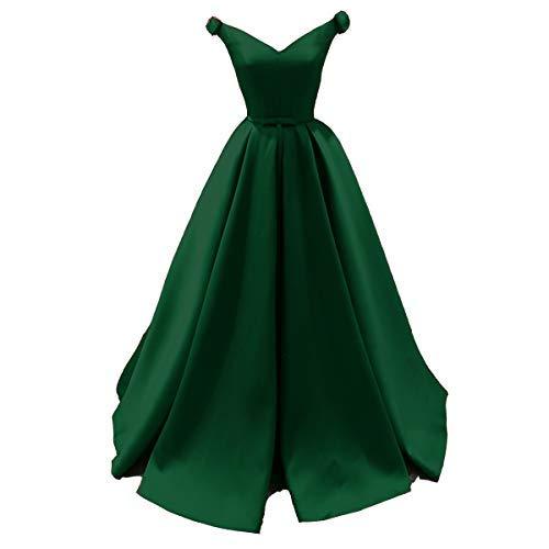 Plus Size Off The Shoulder V Neck Prom Evening Dress Emerald Green US 22W