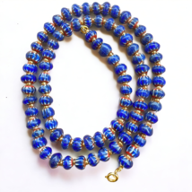 Vintage blaue Chevrons Multilayer Glasperlen Halskette N-2011 - $855.71 MXN