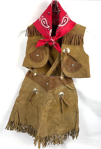 Vintage Suede Leather Cowgirl Western Costume Outfit Dress Up Vest Skirt... - £56.89 GBP