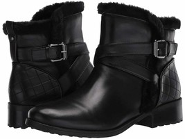 NEW EASY SPIRIT BLACK LEATHER FUR  COMFORT BOOTS SIZE 8.5 W WIDE $139 - £98.08 GBP