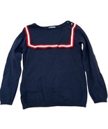 Jacadi Paris Navy Blue &amp; Red Striped Knit Sweater 8A 128cm - $545.14 MXN