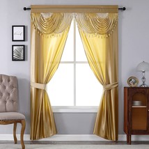 Regal Home Collections Amore Curtains 5-Piece Window Curtain Set - 54-Inch, Gold - £28.21 GBP