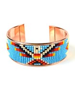 Czech Beaded Adjustable Copper Bracelet with Southwest Inspired Pattern! - $272.16 MXN