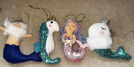 Holiday Time Set of 4 Mermaid Merman Seahorse Whale CHRISTMAS ORNAMENTS ... - £11.71 GBP