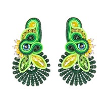 Handmade Soutache Lace Drop earrings for women jewelry Ethnic style Long earring - £16.94 GBP