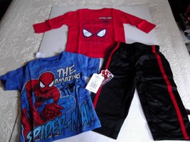 Marvel Spiderman Baby Boy 3 Piece Outfit Set 18 Months NWT 2 Shirts Pants - £13.57 GBP