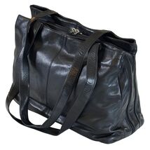 Perlina New York Black Leather Shoulder Tote Bag Vintage 90s Korea Made ... - $29.99