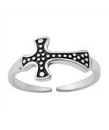Side cross sterling silver bead toe ring - $12.86