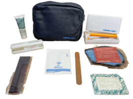 VINTAGE PAN AM Airlines 1ST CLASS TOILETRIES TRAVEL BAG kit navy blue - $225.20 MXN