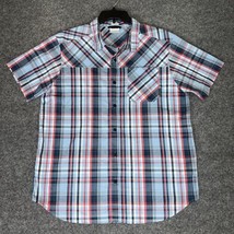 Columbia Shirt Mens Large Blue Plaid Short Sleeve Button Up Pocket Casua... - $15.95