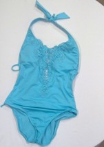 Kenneth Cole One Piece Sz S Aqua Blue Swimsuit Halter Swimwear Swim RS5JJ10 - £39.95 GBP