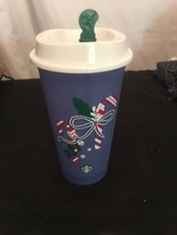 Starbucks 2021 Christmas Holiday Blue Candy Cane Reusable Color Changing... - £7.77 GBP