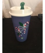 Starbucks 2021 Christmas Holiday Blue Candy Cane Reusable Color Changing... - £7.36 GBP