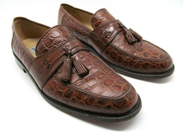 Johnston &amp; Murphy Croc Print Brown Leather Full Strap  Loafers Mens Size US 10 M - £31.17 GBP