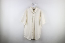 Vtg 90s LL Bean Mens XLT Short Sleeve Collared Button Down Shirt White Cotton - £31.61 GBP