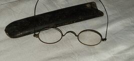 Antique Metal Wire Rim Glasses With Case Rough Condition Victorian - $29.99