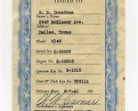 1941 NASH Automobile Owner&#39;s Service Policy Model 4149 - $17.80