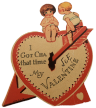 Vintage Valentines Day Card I Gotcha that Time My Valentine Cupids Heart Arrow - £7.04 GBP
