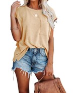 Casual T-Shirt Short Sleeve Summer Tops Loose Tops Crew Neck Basic Mediu... - £13.11 GBP