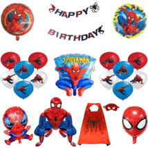 Spiderman Birthday Party Decorations.Banner,12 to 18 inch balloons,  cape  - £5.32 GBP+