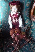 Jesse Gorham all ceramic doll with rocking horse,17&quot; , NIB Ltd Ed of 1,000 ORIGI - £168.02 GBP