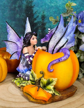 Amy Brown Halloween Hide and Seek Lavender Fairy And Dragon In Pumpkin Figurine - £57.54 GBP