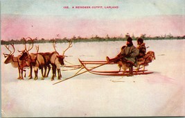 Vtg Postcard c 1910 - Reindeer Sled Outfit Lapland, Norway - £6.32 GBP