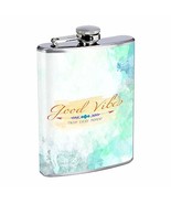 Good Vibes Hip Flask Stainless Steel 8 Oz Silver Drinking Whiskey Spirit... - €8,57 EUR