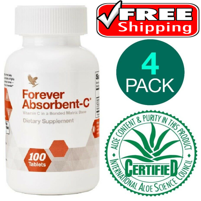 Forever Absorbent C 100% Natural Vitamin C 100 Tab 4 Pack Halal Kosher Exp 2025 - $50.54