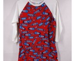 Lularoe Randy Red With Fireworks Design &amp; White Sleeves Size Small - $10.88