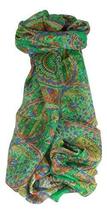 Mulberry Silk Traditional Long Scarf Rajeet Emerald by Pashmina &amp; Silk - £19.12 GBP