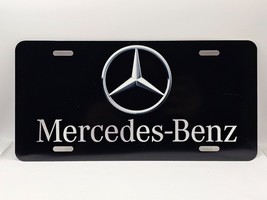 Mercedes Inspired Art on Black FLAT Aluminum License Tag Plate * BLEMISHED - £10.75 GBP