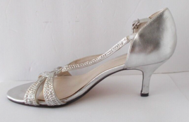 CAPARROS Sequin Sparkle Shoes Kitten Heels Bridal Cocktail Silver Strappy 8.5B - £6.65 GBP