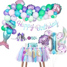 Mermaid 1St Birthday Decorations, Mermaid First Birthday Party Supplies ... - $50.99
