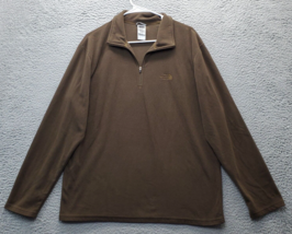 The North Face Sweatshirt Mens Large Brown Fleece Long Sleeve Quarter Zi... - $23.05