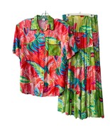 Vintage Ali Miles Womens Hawaiian Floral Top &amp; Skirt Set Size 10 Sm/Med ... - $50.06