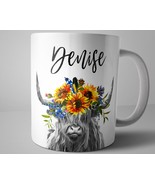 Personalized Cow Mug, Sunflower Mug, Custom Name Mug, Cow Gifts For Her,... - £13.42 GBP