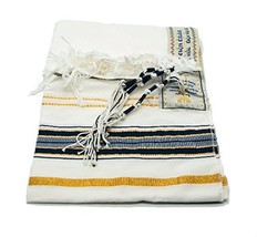 New Extra Large Messianic Tallit Prayer Shawl Talit Dark Navy And Gold W... - $49.40
