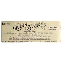 Queen Sherbet Soda Fountain Drink 1894 Advertisement Victorian Smoothie ... - $19.99