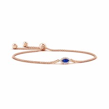 ANGARA East-West Marquise Sapphire Bolo Bracelet with Halo in 14K Solid Gold - £689.92 GBP