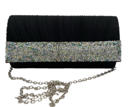 NWT Sasha Black Ruched Glitter Clutch Purse - $259.91 MXN