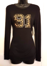 No Boundaries Long Sleeve T Shirt size Small Black Women&#39;s Knit Top # 91... - $14.78