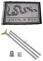 2x3 2&#39;x3&#39; Join or Die Benjamin Franklin White Flag Aluminum Pole Kit Set PREMIUM - £22.34 GBP