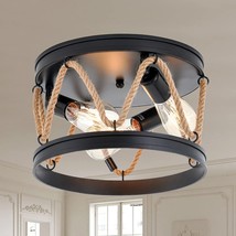 Industrial Flush Mount Ceiling Light,3-Light Farmhouse Ceiling Light Fixture - £53.02 GBP