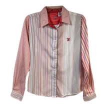 Twenty X Womens Button Up Shirt Multicolor Striped Long Sleeve Cuff Boyfriend S - £19.79 GBP