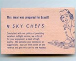This Meal was Prepared for Braniff by Sky Chefs Card - £14.28 GBP