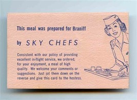 This Meal was Prepared for Braniff by Sky Chefs Card - £14.07 GBP